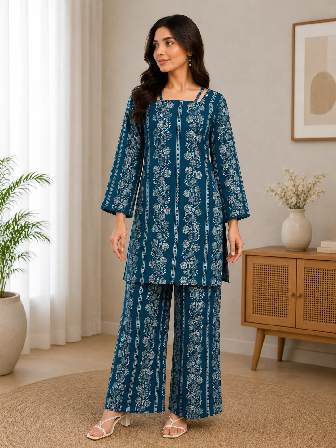 Blue Printed 2 Piece Lawn Suit for Women – Elegant Casual Summer Outfit | Khulda Fashion