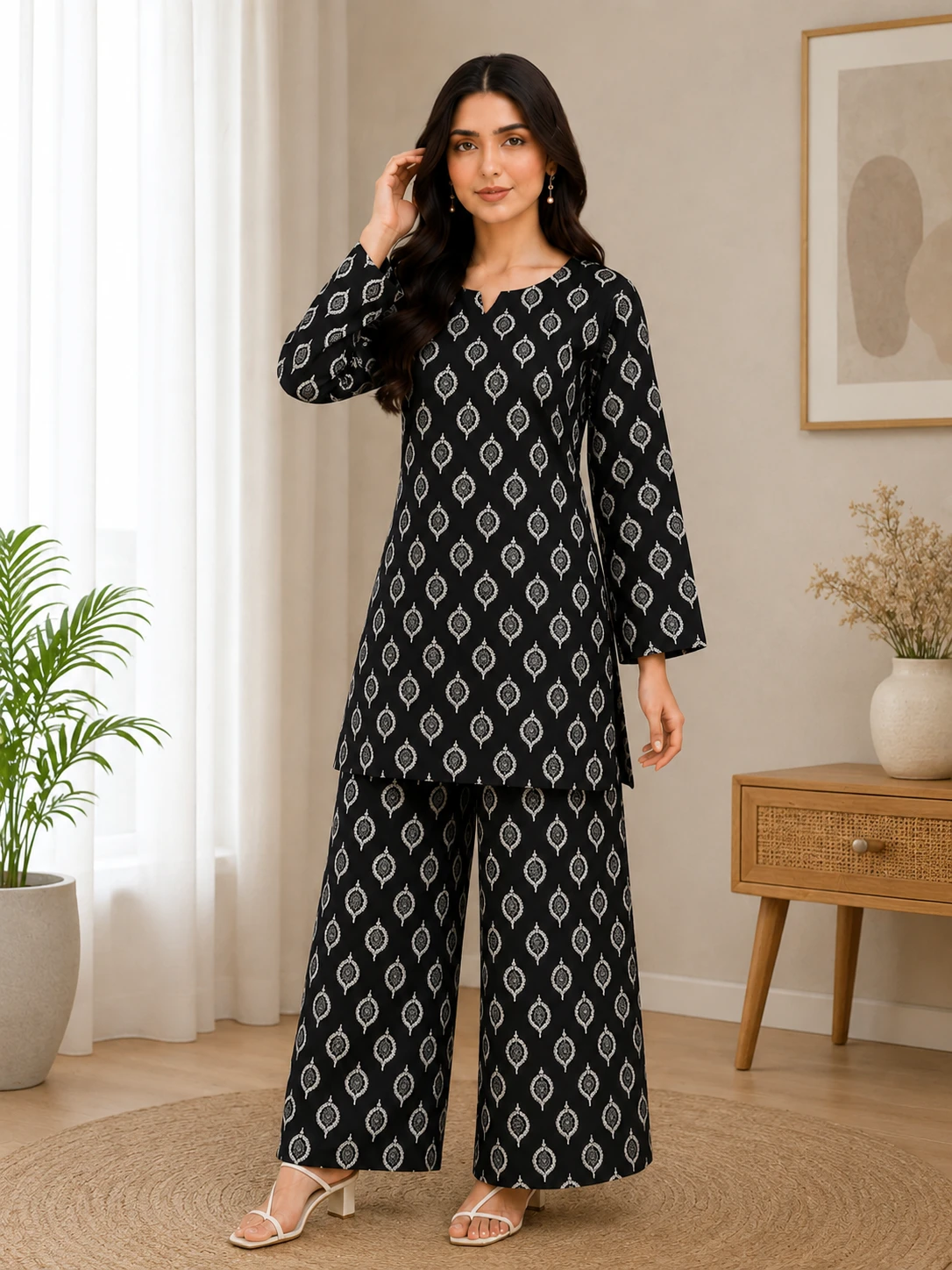 Black Printed 2 Piece Lawn Suit for Women – Elegant Casual Summer Wear | Khulda Fashion