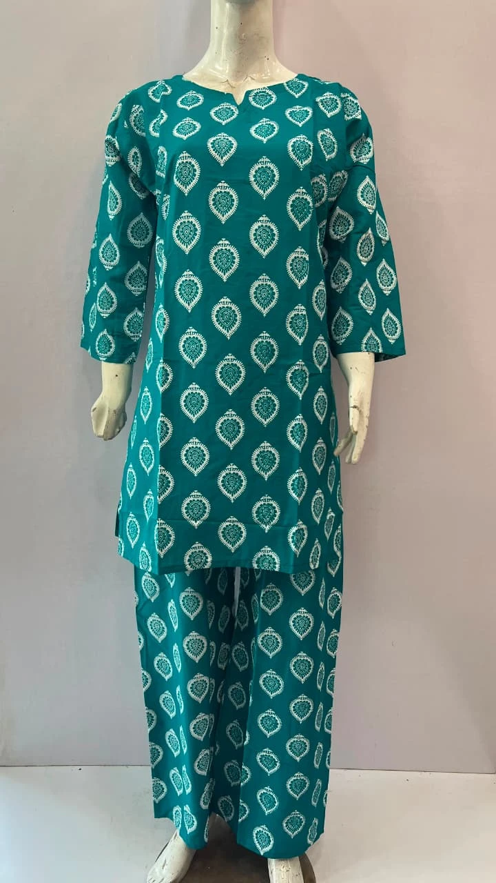 Teal Printed 2 Piece Lawn Suit for Women – Stylish Casual Summer Dress | Khulda Fashion