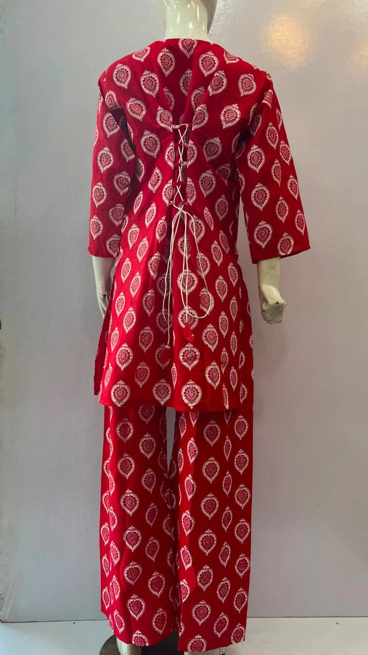 Red Printed 2 Piece Lawn Suit for Women – Stylish Casual Summer Outfit | Khulda Fashion