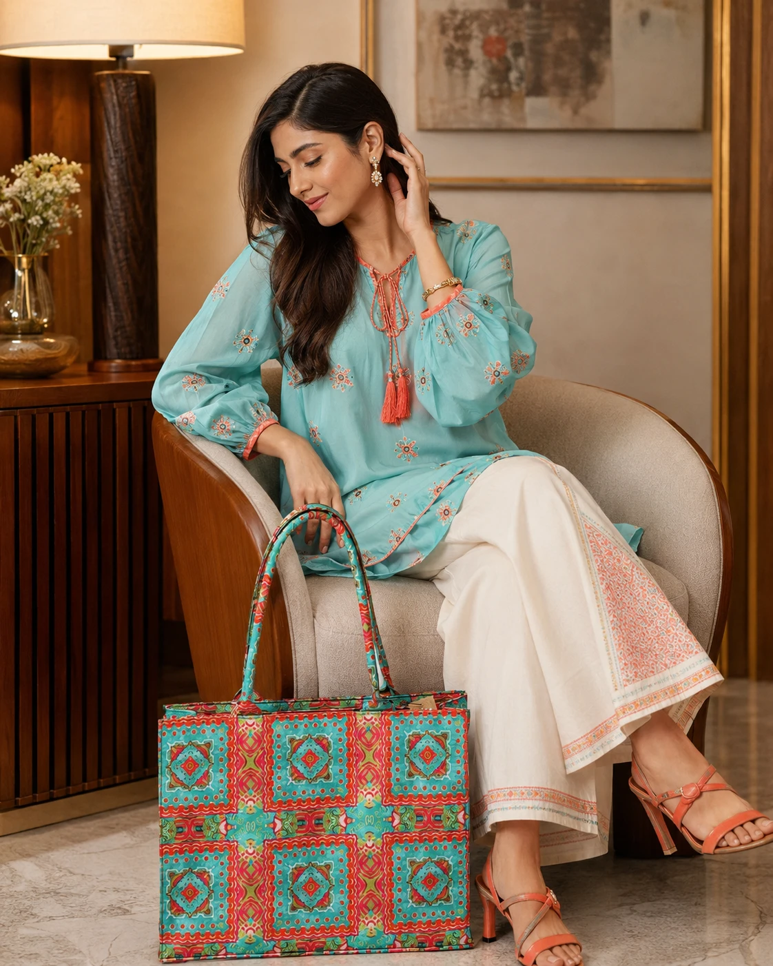 Colorful Printed Tote Handbag for Women | Stylish Casual Bag