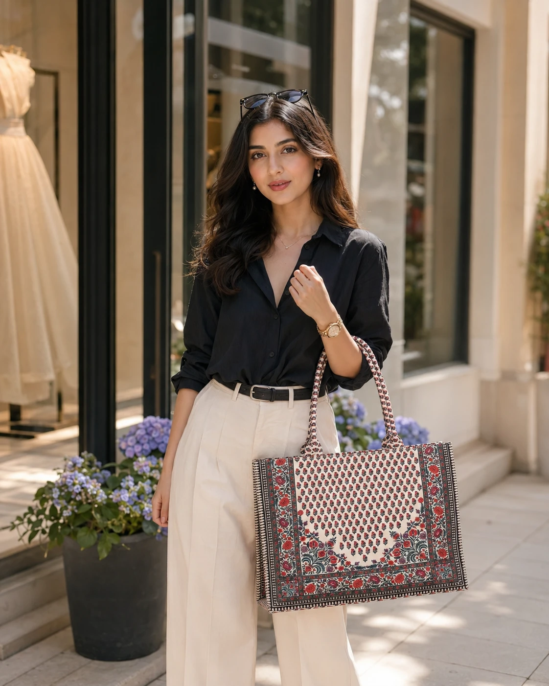 Elegant Printed Tote Handbag for Women | Stylish Floral Bag