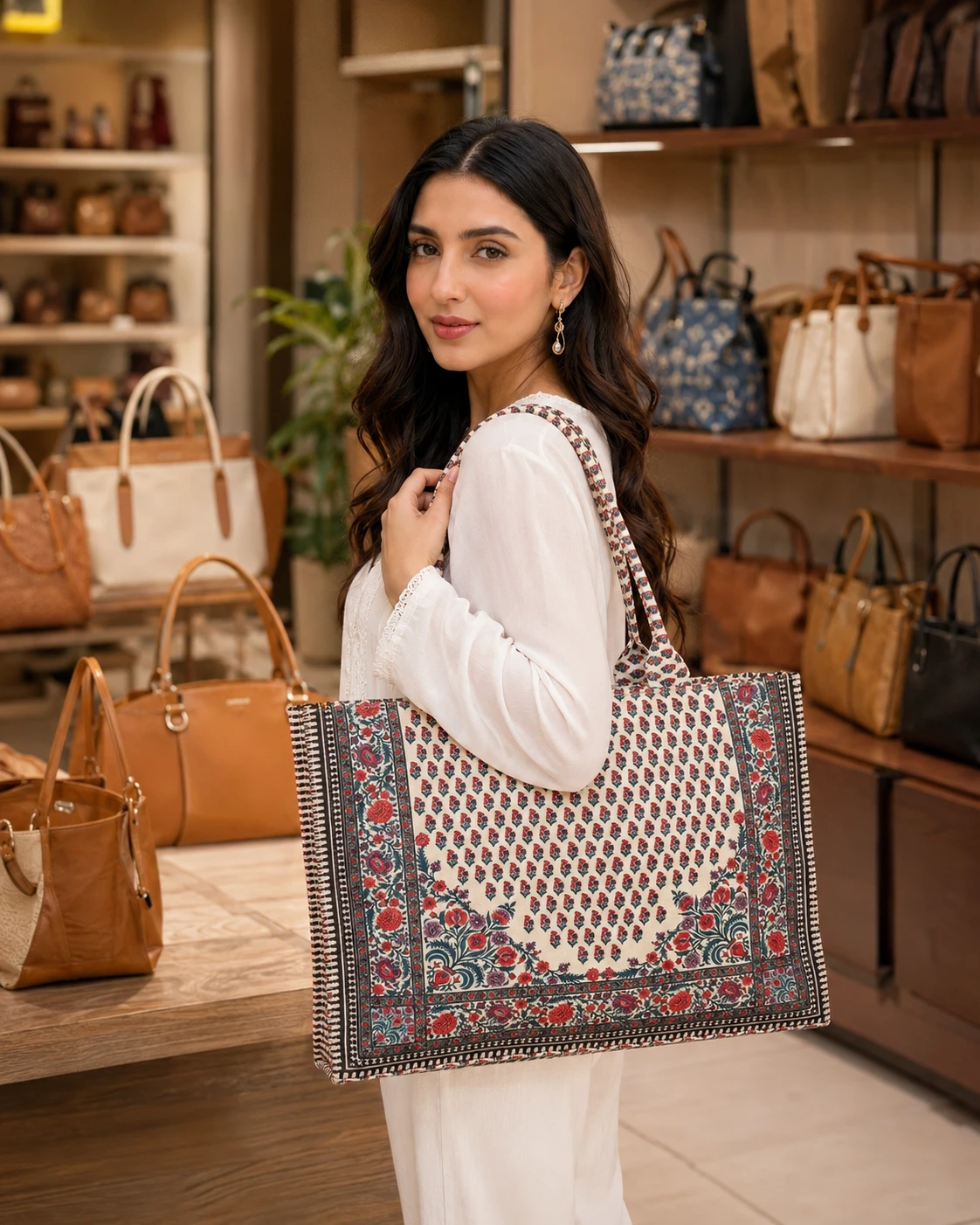 Elegant Printed Tote Handbag for Women | Stylish Floral Bag