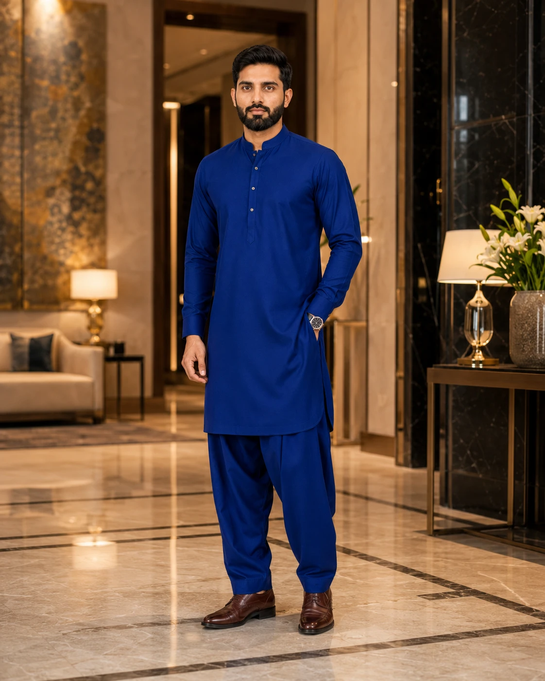 Men's Royal Blue  Shalwar Kameez | Premium Pakistani Traditional Suit