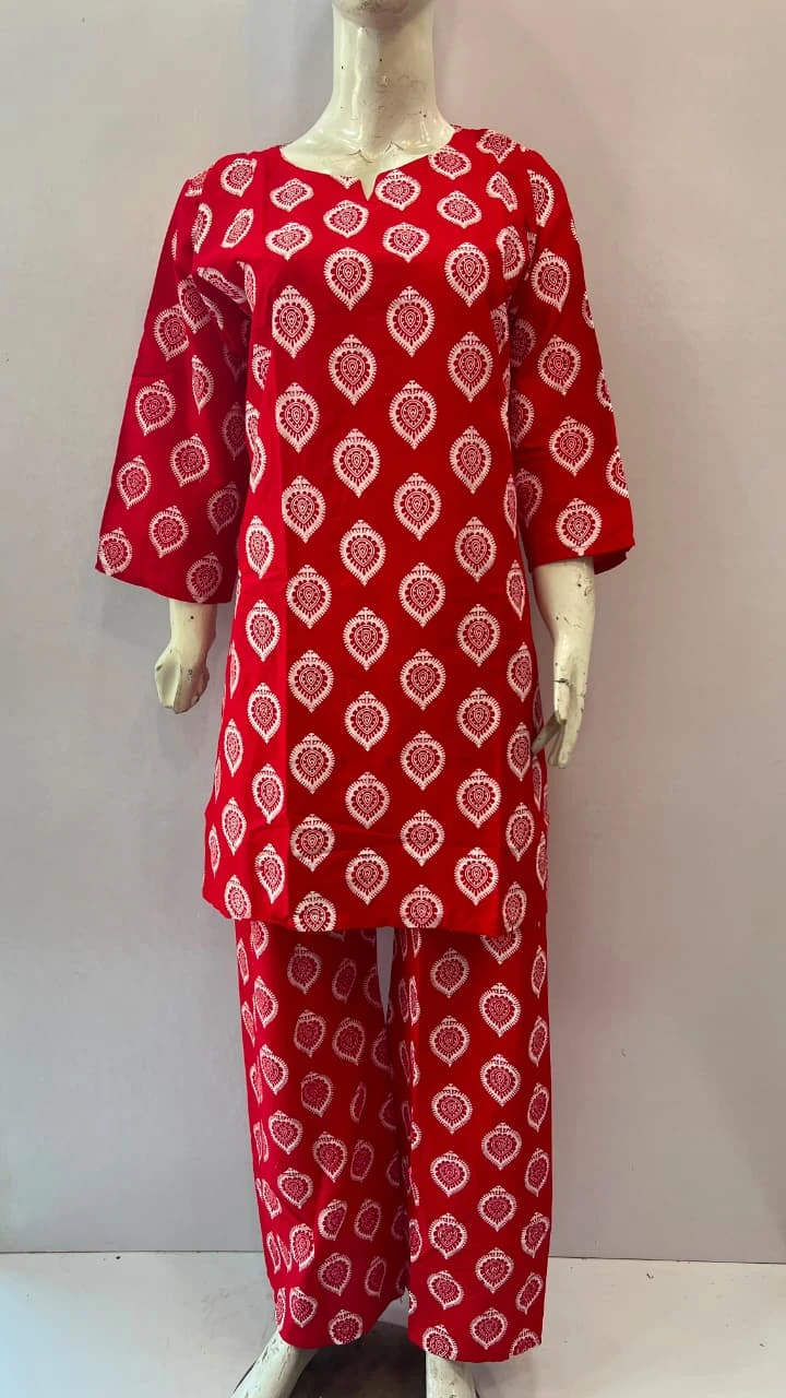 Red Printed 2 Piece Lawn Suit for Women – Stylish Casual Summer Outfit | Khulda Fashion