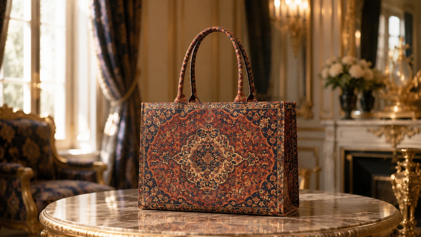 Traditional Printed Tote Handbag for Women