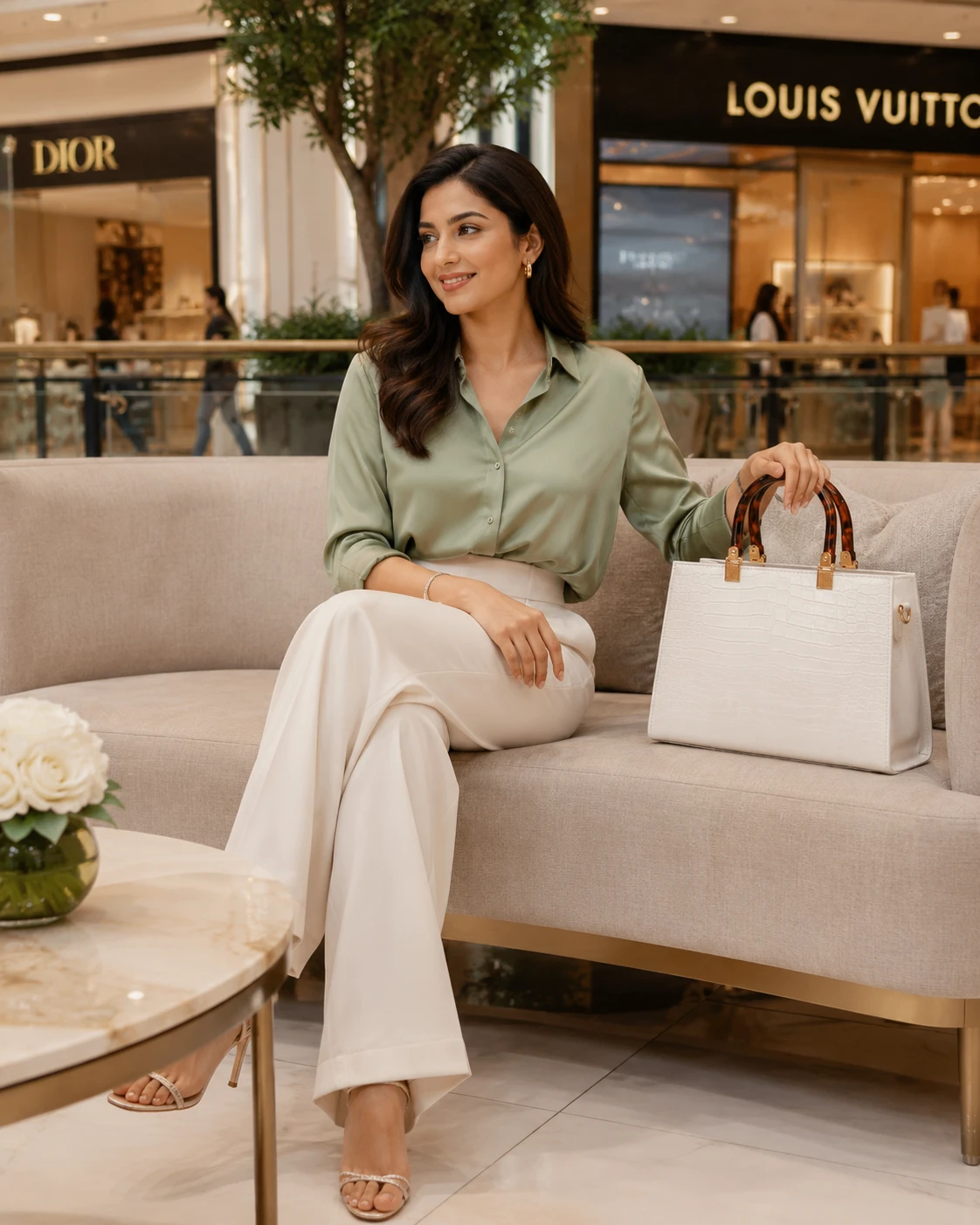 White Croc Textured Handbag – Elegant Tote Bag for Women