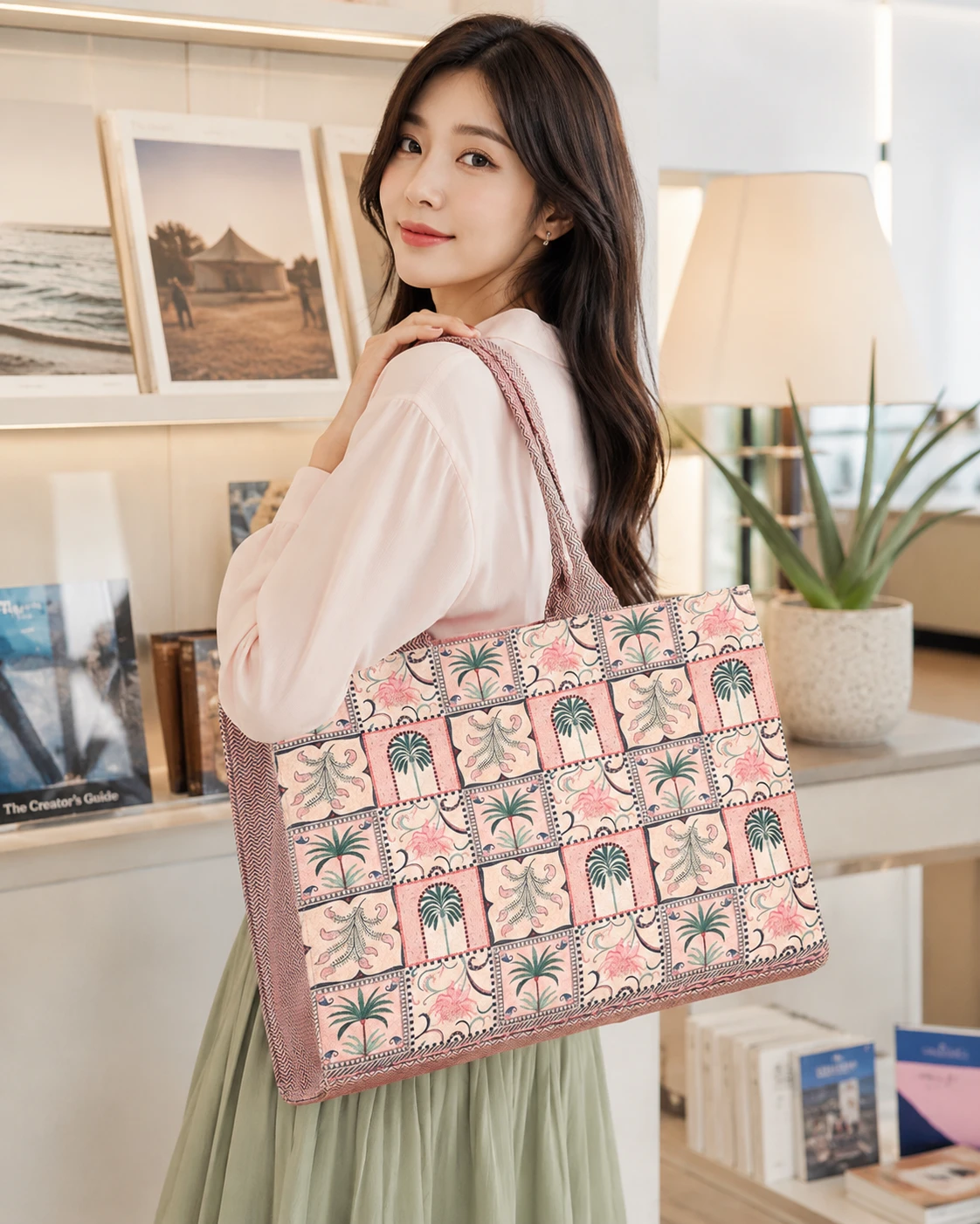 Pink Printed Tote Handbag for Women | Stylish Carry Bag