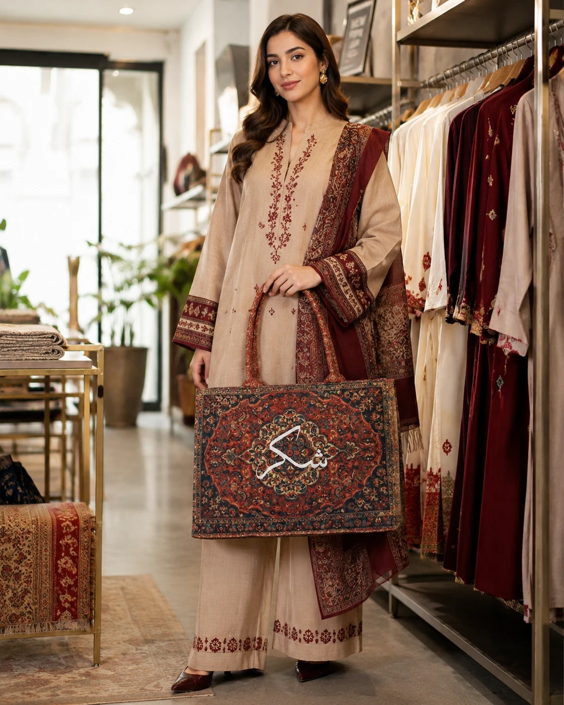 Traditional Printed Tote Handbag for Women