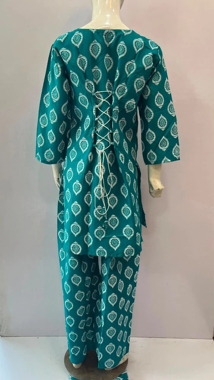 Teal Printed 2 Piece Lawn Suit for Women – Stylish Casual Summer Dress | Khulda Fashion
