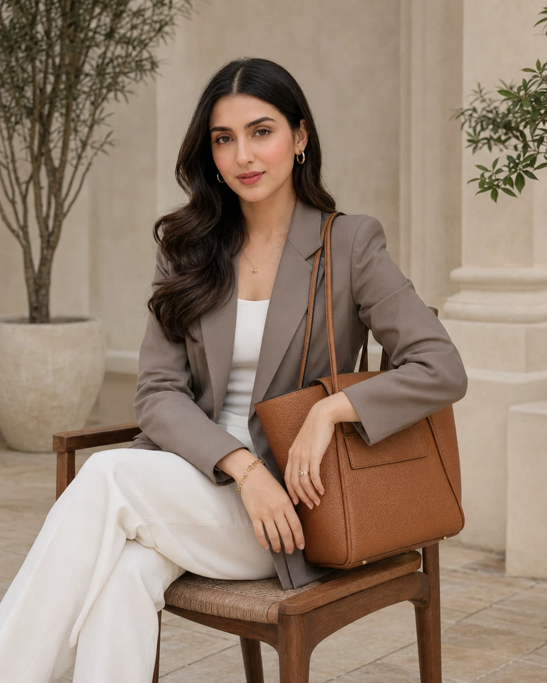 Brown Leather Tote Handbag for Women | Elegant Everyday Bag