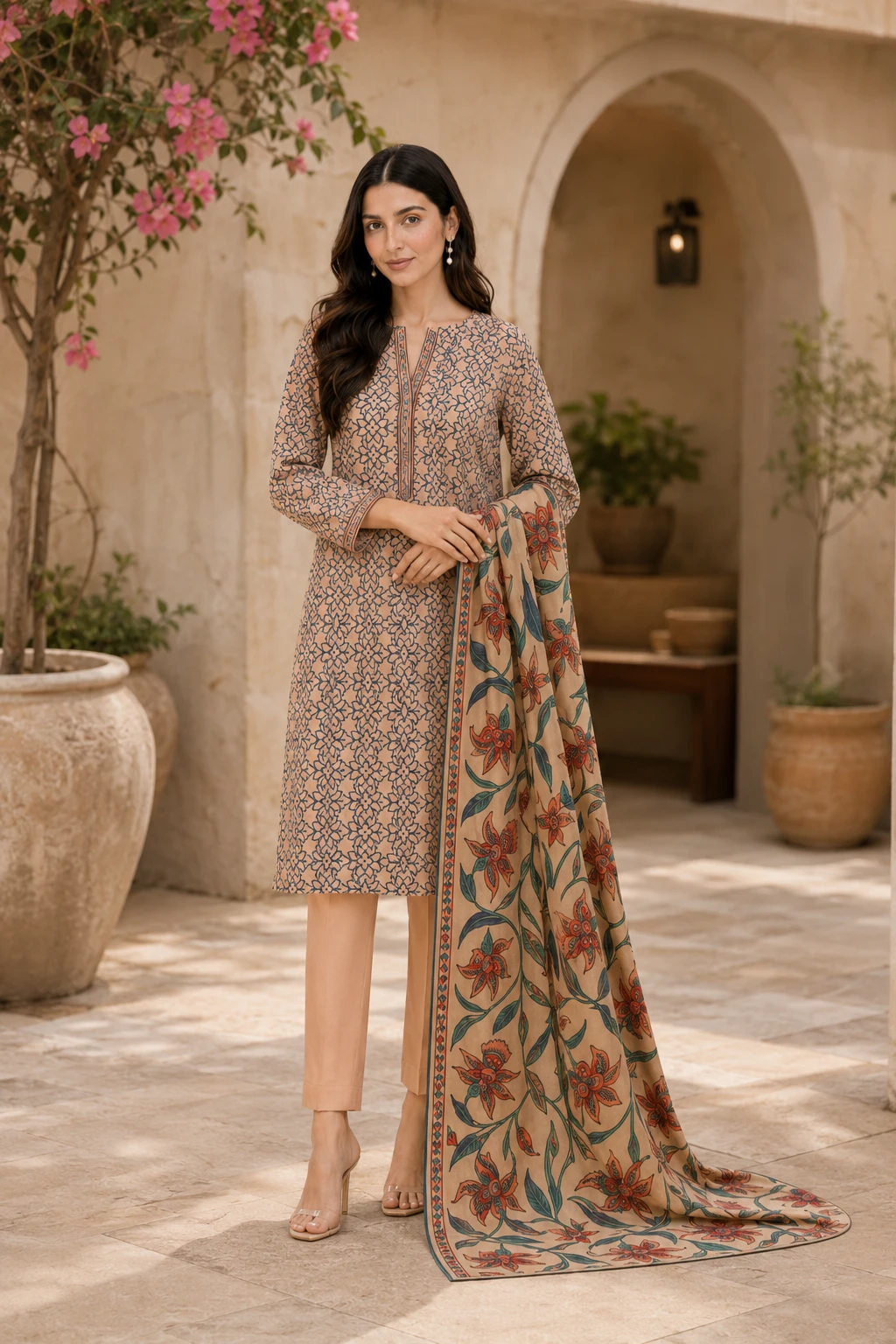 Elegant Printed 3-Piece Lawn Suit for Women | Khulda