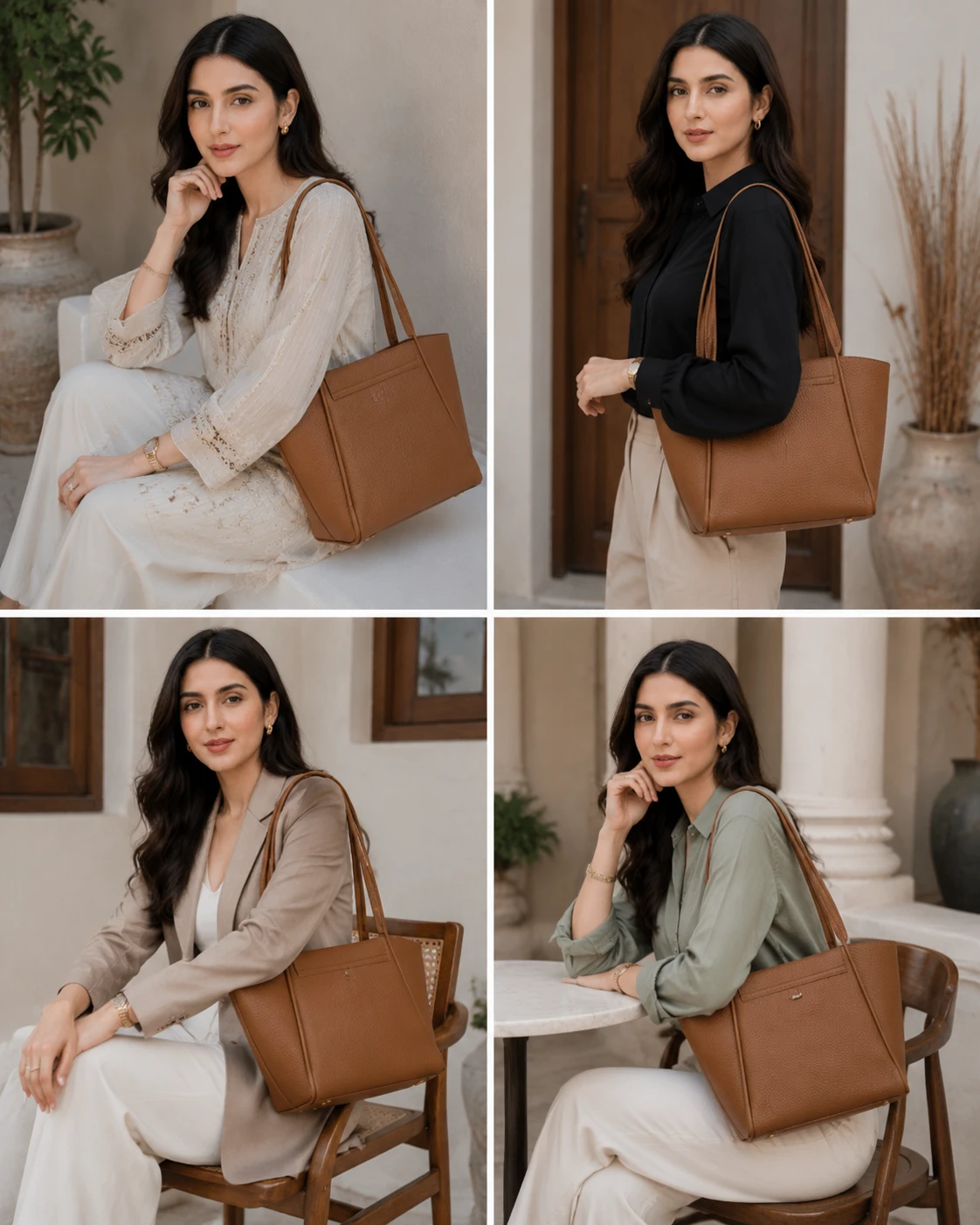Brown Leather Tote Handbag for Women | Elegant Everyday Bag