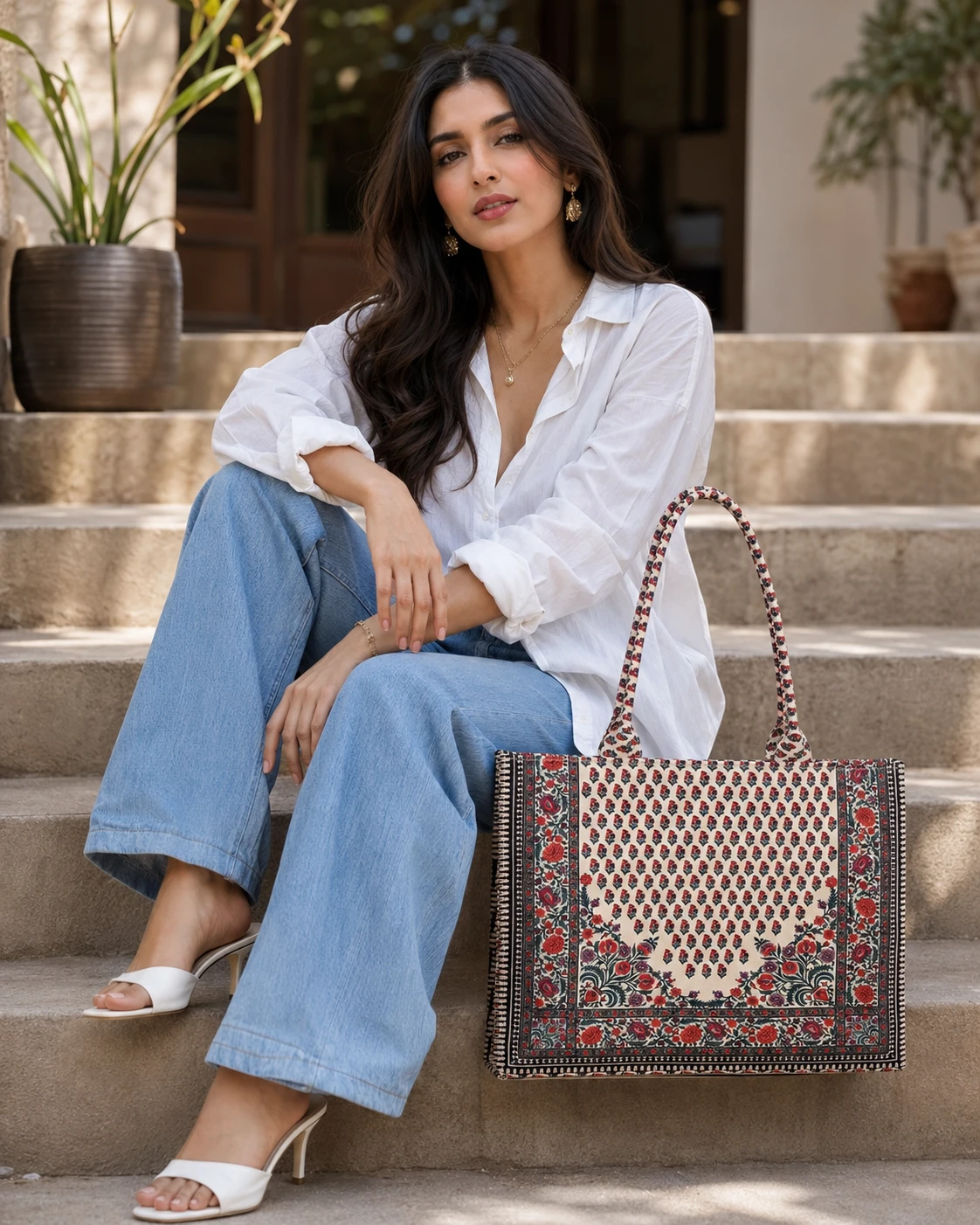 Elegant Printed Tote Handbag for Women | Stylish Floral Bag