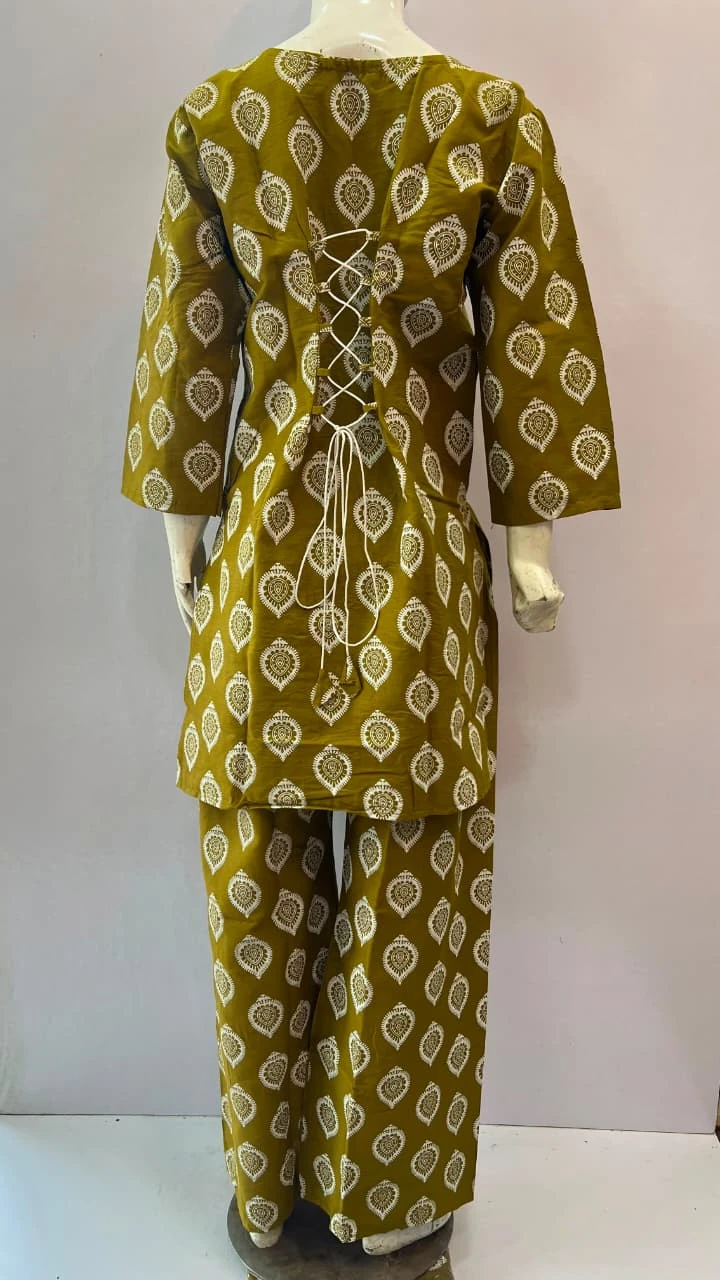Olive Green Printed 2 Piece Lawn Suit for Women – Elegant Summer Casual Wear | Khulda Fashion