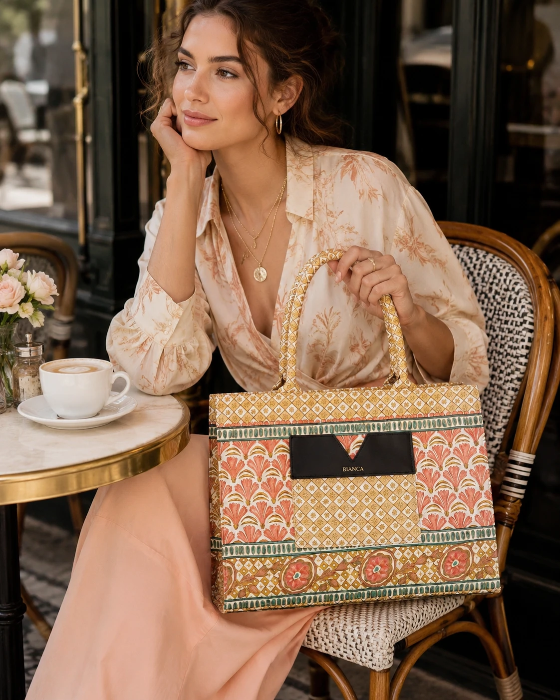 Mustard Printed Tote Handbag for Women | Stylish Shoulder Bag