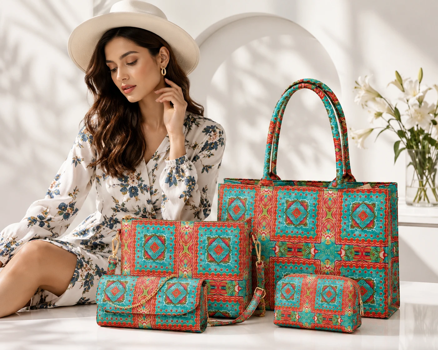 Colorful Printed Tote Handbag for Women | Stylish Casual Bag