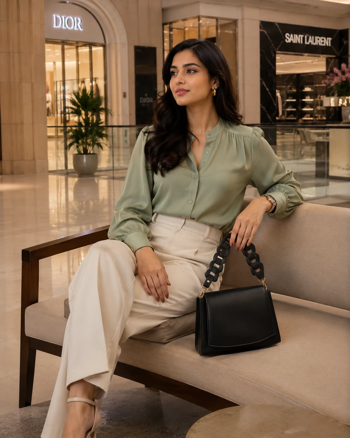 Black Shoulder Handbag for Women | Stylish Chain Handle Bag